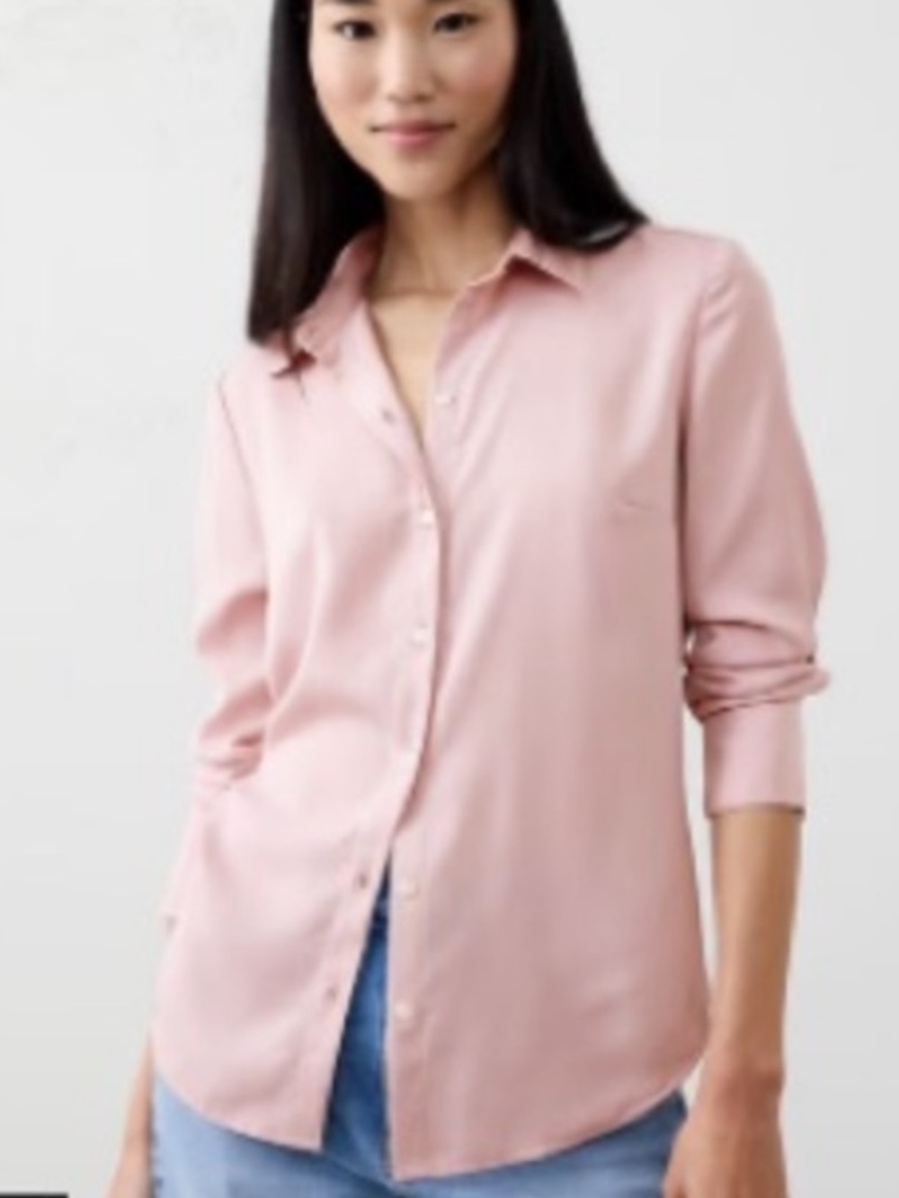banana Republic silky classic shirt in blush pink xl